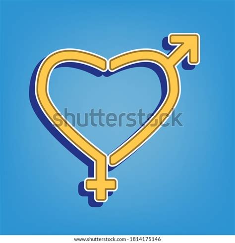 Gender Signs Heart Shape Golden Icon Stock Vector Royalty Free