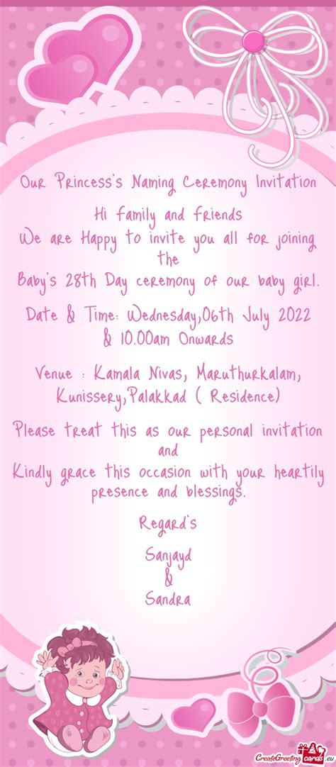 Our Princesss Naming Ceremony Invitation Free Cards