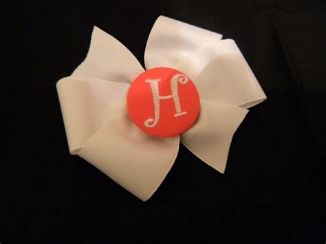 Items Similar To Personalized Girls Initial Hair Bow White Bow With Pink Initial On