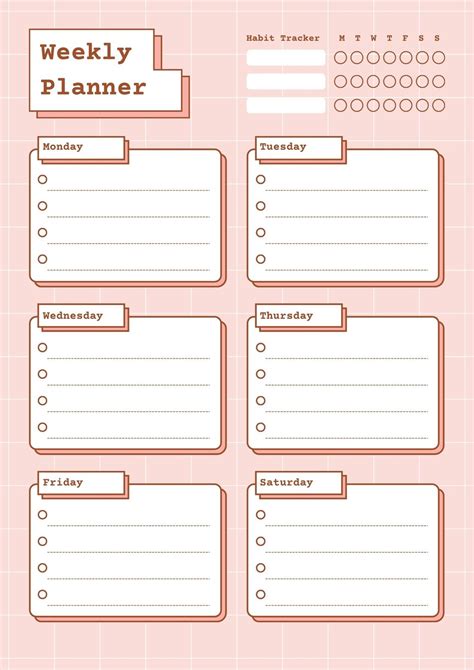 Weekly Planner Template Schedule Aesthetic Liliana Ashton
