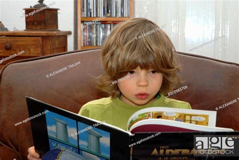 Model 7 Year Old Boy Reading Stock Photo Picture And Rights Managed