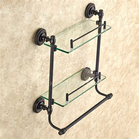 They work significantly well for those with small bathrooms on which space becomes a problem. Double Black Oil Rubbed Bronze Hanging Bathroom Glass Shelves