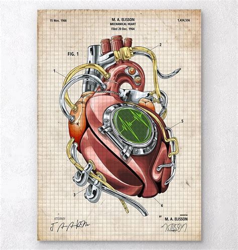 Mechanical Heart Blueprint Codex Anatomicus