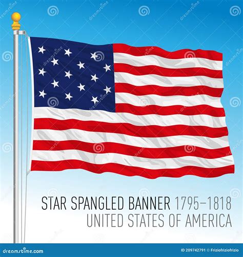 Us Historical Flag Star Spangled Banner United States 1795 1818