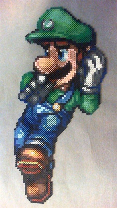 Luigi Super Mario Perler Bead Sprite Pixel Art Bit Perle Repasser The