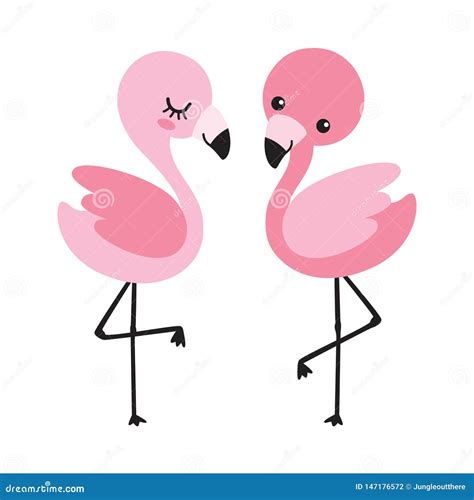 Cute Baby Flamingo Couple Vector Illustration Stock Vector