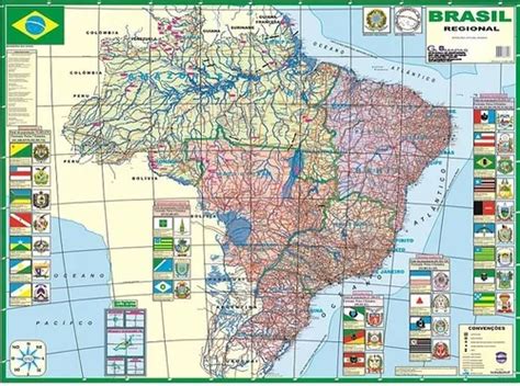 Mapa Do Brasil Politico Telado Glomapas Mercadolivre