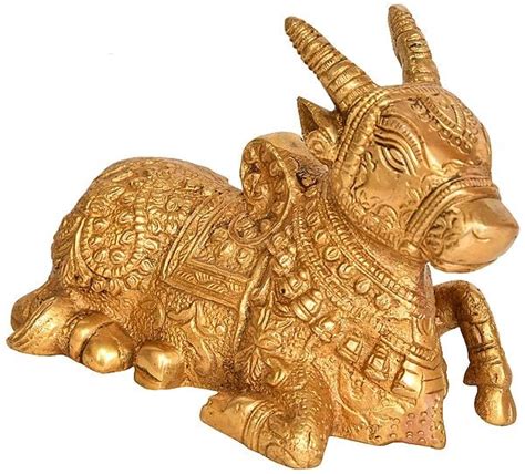 5 Brass Nandi Statue The Vehicle Of Lord Shiva Handmade Made In India Exotic India Art