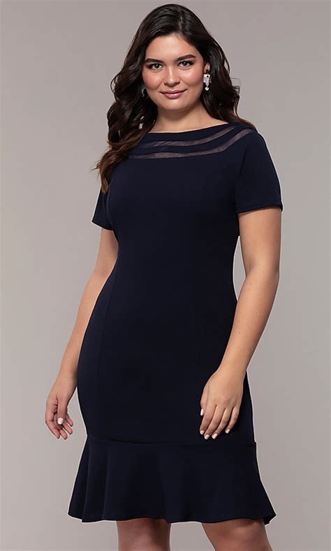 Proper planning helps ensure you and your guests are comfortable at all times. Short Wedding-Guest Plus-Size Sheath Dress in Navy