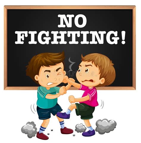No Fighting Sign And Boy Fighting Stock Illustration Illustration Of