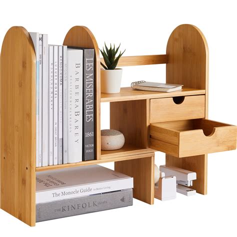 Buy Bamboo Desktop Bookshelf Organizer Adjustable Office Desk Storage
