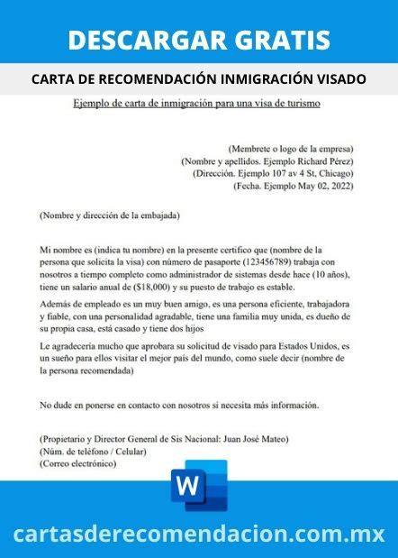 Carta De Recomendacion Personal Para Inmigracion