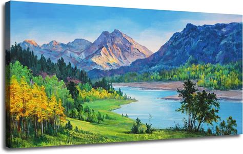 Ardemy Canvas Wall Art Nature Mountain River Scenery Painting Prints
