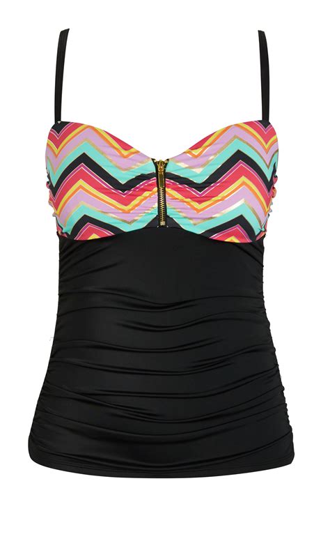 City Chic Electro Pop Tankini Womens Plus Size Fashion Plus