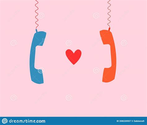 Long Distance Relationships Couples Chatting With Each Other Via Old Desk Telephone Stock Vector