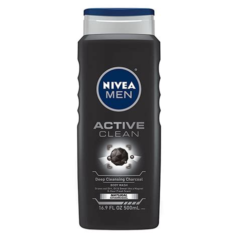Nivea Men Deep Cleansing Charcoal Body Wash Active Clean 169 Oz