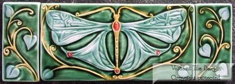 Dragonfly Triptych Tiles Art Nouveau Decor Tile Art Art Nouveau