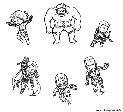 Mini Avengers Marvel Coloring page Printable