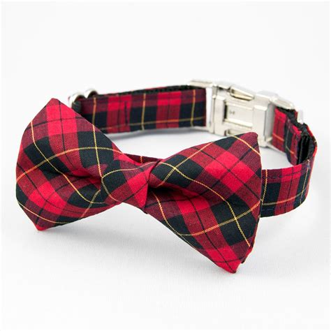Bow Tie Dog Collar Red And Black Plaid