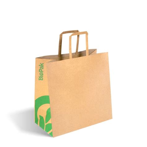 Biopak Small Flat Handle Kraft Paper Bag Kraft Paper Carrier Bags