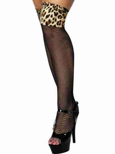 Thigh High Fishnet Stockings Leopard Carnival Store