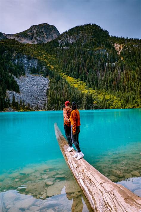Majestic Mountain Lake In Canada Upper Joffre Lake Trail View Couple