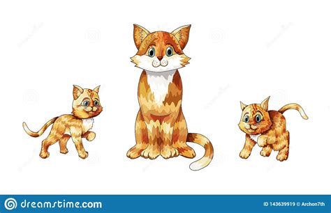 Vector Set Of Cartoon Images Of Cute Different Cats Different Different Actions Stock Vector 