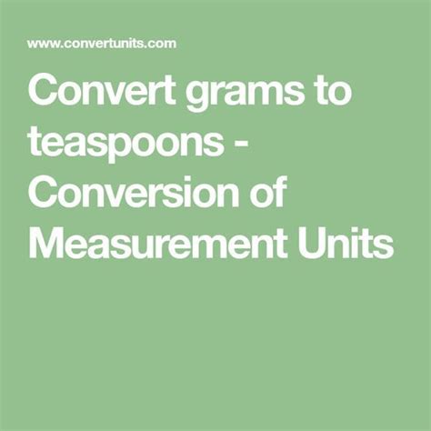 How many grams in 1 teaspoons? Convert grams to teaspoons - Conversion of Measurement ...