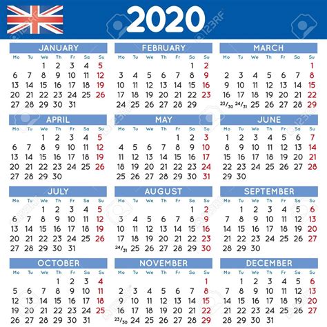 Calendar Year 2020 Uk Month Calendar Printable