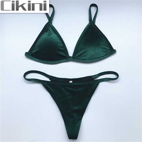 Cikini Velvet Bikini Set Brand Style Beach Swimsuit Women Sexy Bikini