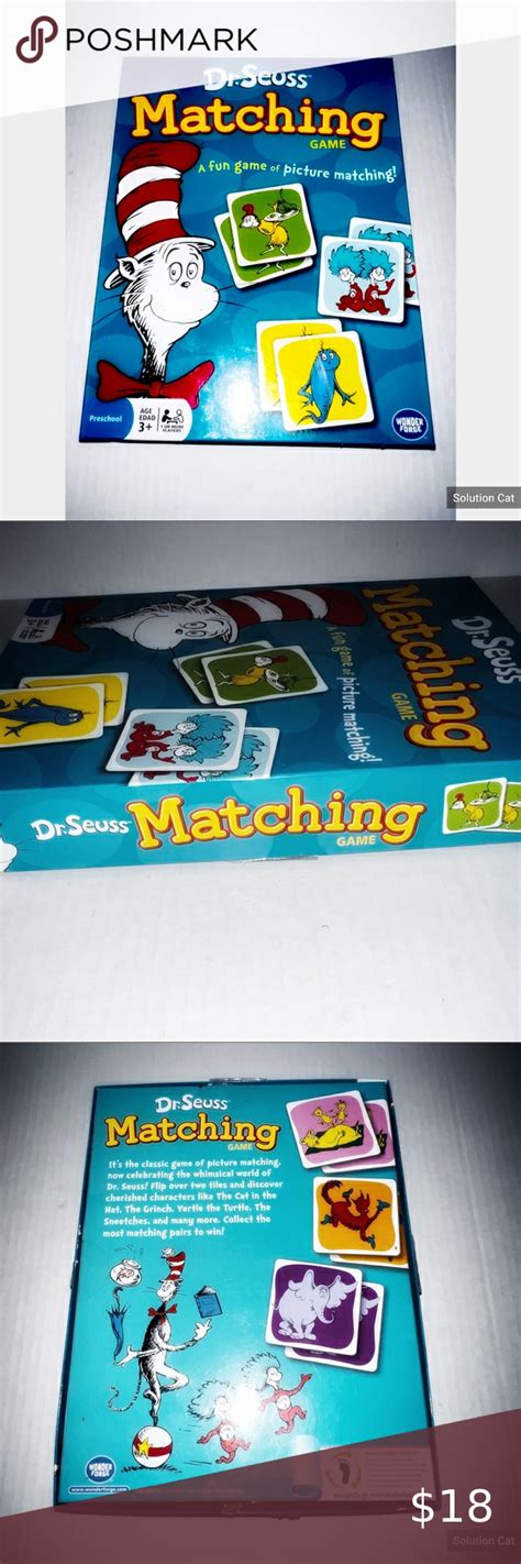 Dr Seuss Matching Game Preschool Ages 3 And Up Preschool Games