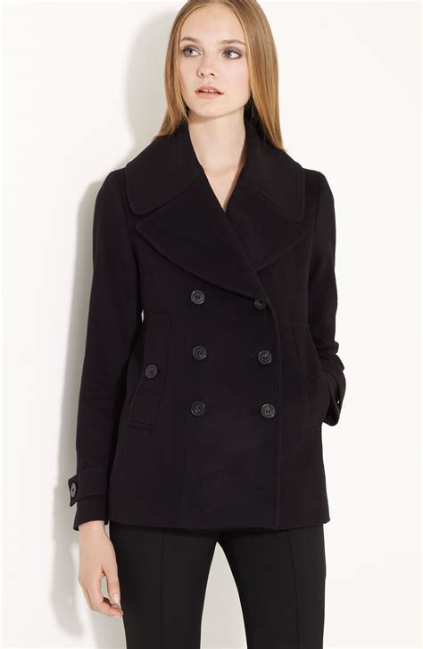 Burberry Wool And Cashmere Short Trench Coat In Black Lyst
