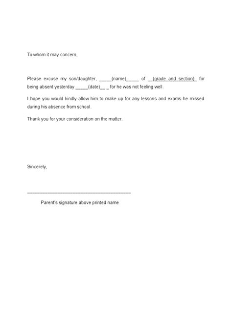 PDF Example Of Excuse Letter DOKUMEN TIPS