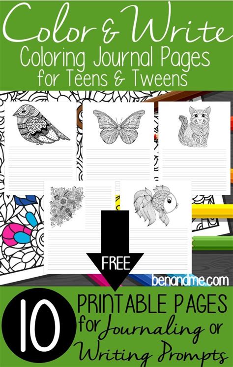 Free Color And Write Coloring Journal Pages For Teens And Tweens