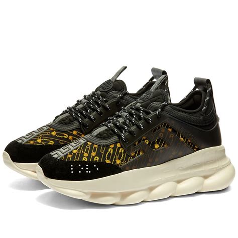 Versace Safety Pin Chain Reaction Sneaker Black And Gold End Us