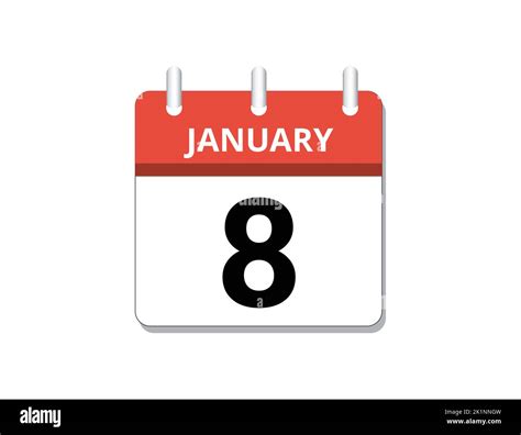 January 8th Calendar Icon Vector Concept Of Schedule Business And