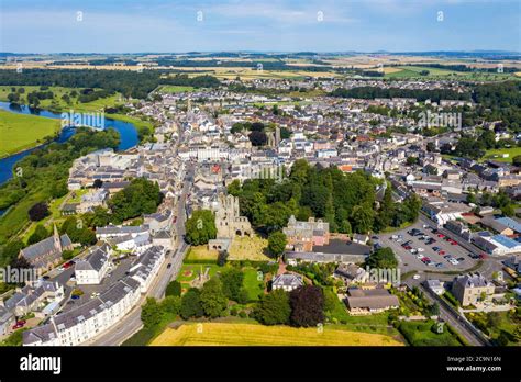 Aerial View Of Kelso And The River Tweed Roxburghshire Scottish