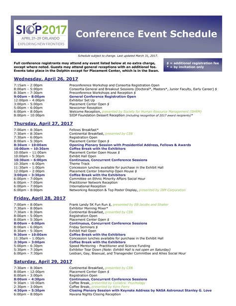 Conference Event Schedule Template