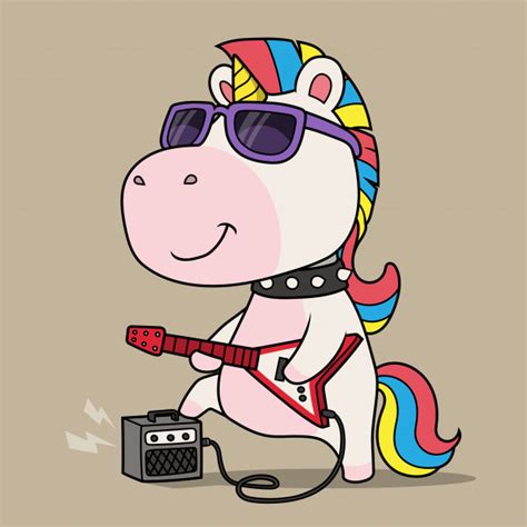 Premium Vector Cool Unicorn Playing Guitar