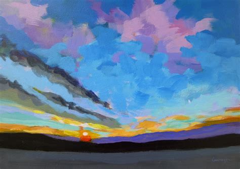 Abstract Landscape Painting Beautiful Dawn 5x7 Inches Original 7000 Via Etsy Abstract