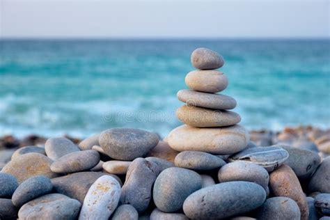Zen Balanced Stones Stack On Beach Stock Photo Image Of Closeups