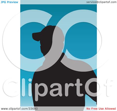 Clipart Illustation Of A Silhouetted Male Avatar Wearing A Baseball Cap