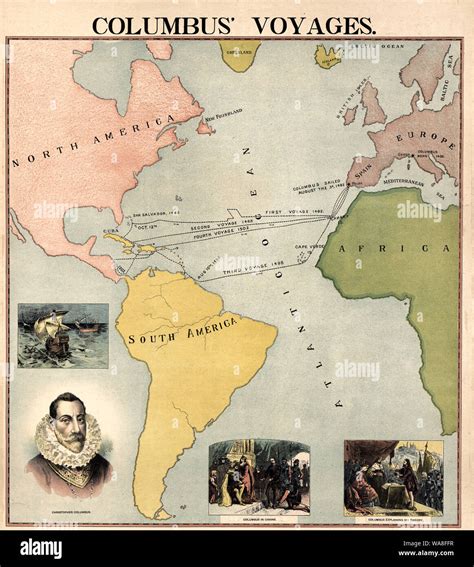 La Carte Des Voyages De Christophe Colomb Photo Stock Alamy