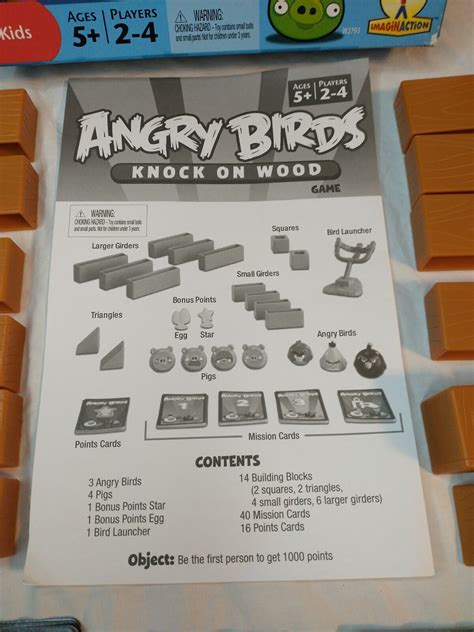Mattel Angry Birds Knock On Wood Game Complete With All Game Pieces Ebay