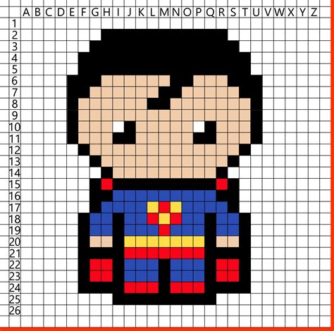 Pixel Art Superman šablona Ke Stažení Zdarma