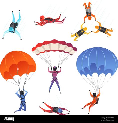 Parachute Jumpers Extreme Sport Skydiving Paragliding Male And Female