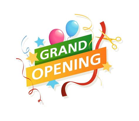 Grand Opening Banner Vector Promo Flyer With Scissors Ribbons And Ba