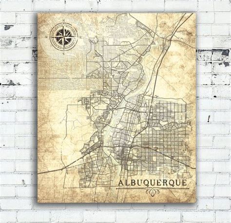 Albuquerque Nm Canvas Print New Mexico Vintage Map Albuquerque Nm City