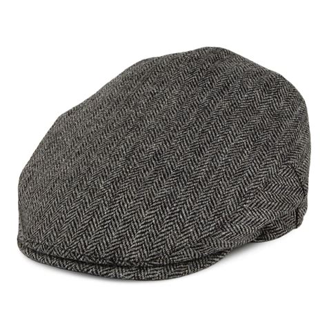 Christys Hats Bespoke Juventus Herringbone Flat Cap Grey Village Hats