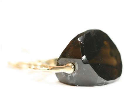 Vintage 9ct Yellow Gold Smokey Quartz Fob Pendant Fully Hallmarked